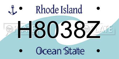 H8038Z Rhode Island License Plate