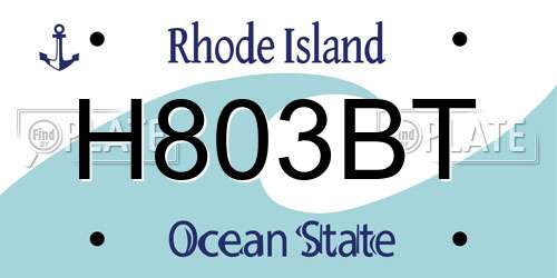 H803BT Rhode Island License Plate