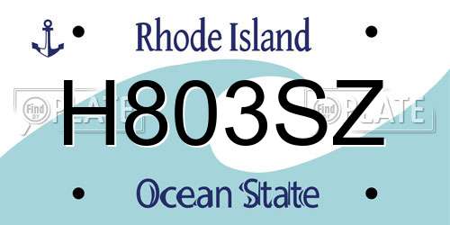 H803SZ Rhode Island License Plate