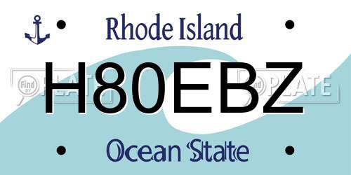 H80EBZ Rhode Island License Plate