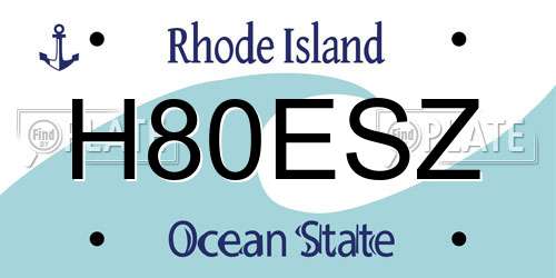 H80ESZ Rhode Island License Plate