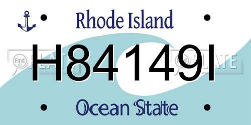 H84149I Rhode Island License Plate