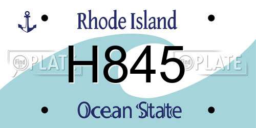 H845 Rhode Island License Plate
