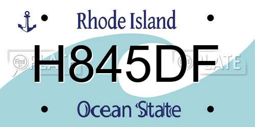 H845DF Rhode Island License Plate