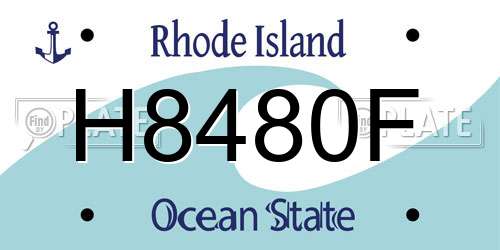 H8480F Rhode Island License Plate