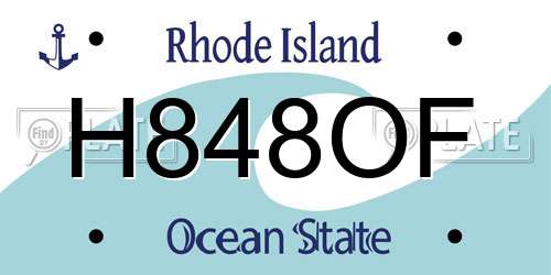 H848OF Rhode Island License Plate