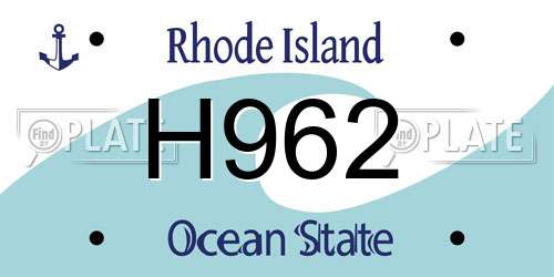H962 Rhode Island License Plate