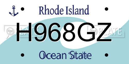 H968GZ Rhode Island License Plate