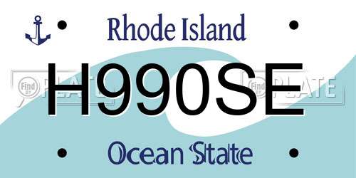 H990SE Rhode Island License Plate
