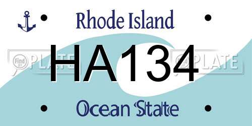 HA134 Rhode Island License Plate