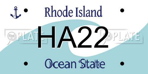 HA22 Rhode Island License Plate