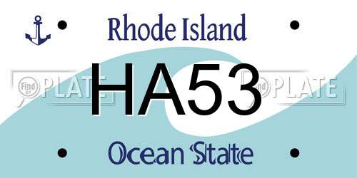HA53 Rhode Island License Plate