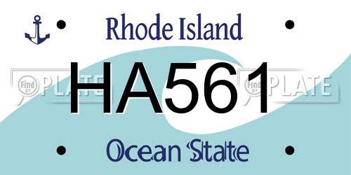HA561 Rhode Island License Plate