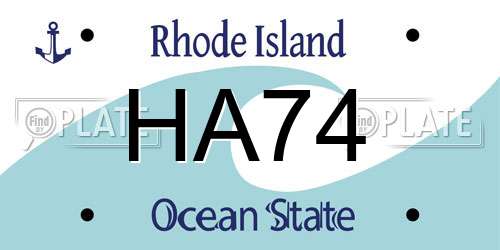HA74 Rhode Island License Plate