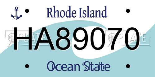 HA89070 Rhode Island License Plate