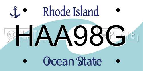 HAA98G Rhode Island License Plate