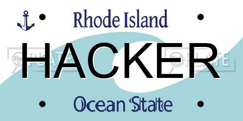 HACKER Rhode Island License Plate