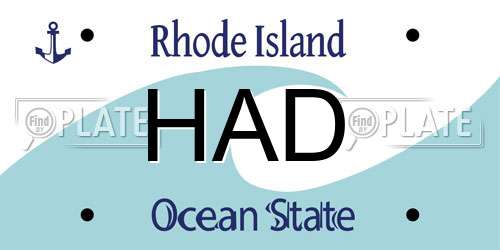 HAD Rhode Island License Plate
