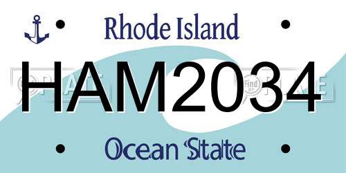 HAM2034 Rhode Island License Plate