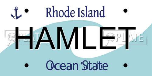 HAMLET Rhode Island License Plate
