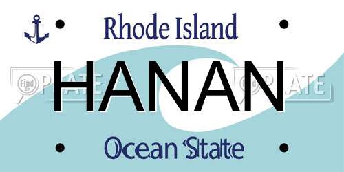 HANAN Rhode Island License Plate