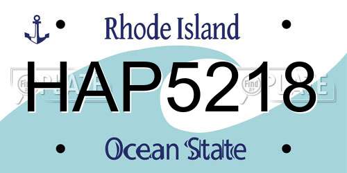 HAP5218 Rhode Island License Plate