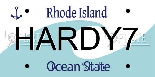 HARDY7 Rhode Island License Plate