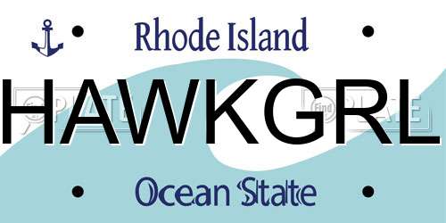 HAWKGRL Rhode Island License Plate