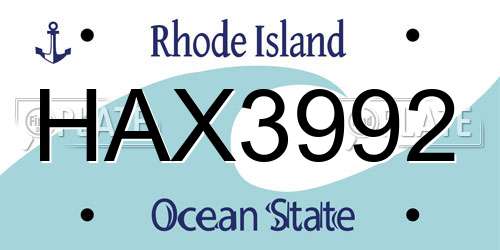 HAX3992 Rhode Island License Plate