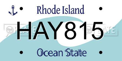 HAY815 Rhode Island License Plate