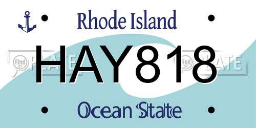 HAY818 Rhode Island License Plate