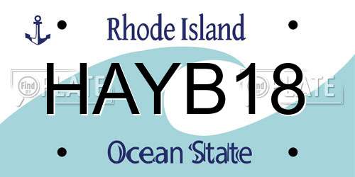 HAYB18 Rhode Island License Plate