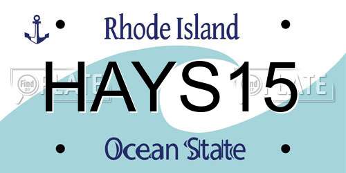 HAYS15 Rhode Island License Plate