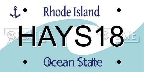 HAYS18 Rhode Island License Plate
