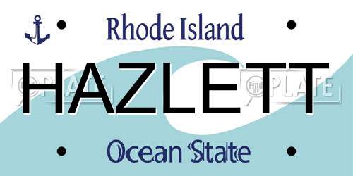 HAZLETT Rhode Island License Plate