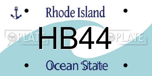 HB44 Rhode Island License Plate