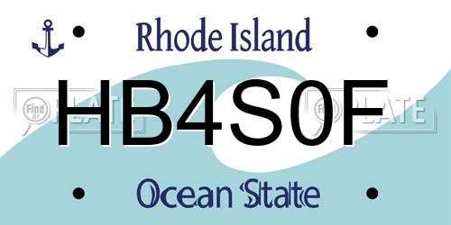 HB4S0F Rhode Island License Plate