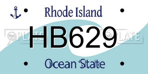 HB629 Rhode Island License Plate