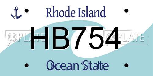 HB754 Rhode Island License Plate