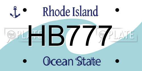 HB777 Rhode Island License Plate