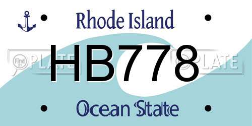 HB778 Rhode Island License Plate