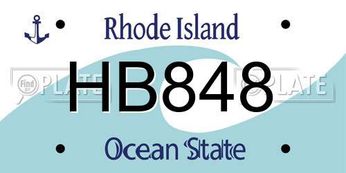 HB848 Rhode Island License Plate