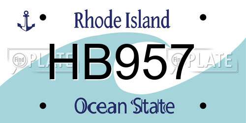 HB957 Rhode Island License Plate