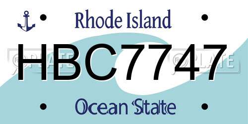 HBC7747 Rhode Island License Plate