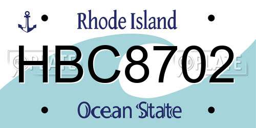 HBC8702 Rhode Island License Plate