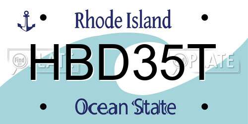 HBD35T Rhode Island License Plate