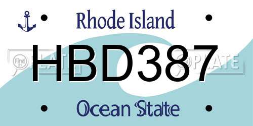 HBD387 Rhode Island License Plate