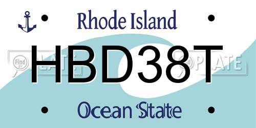 HBD38T Rhode Island License Plate