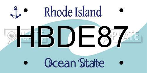 HBDE87 Rhode Island License Plate