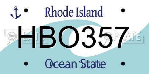 HBO357 Rhode Island License Plate